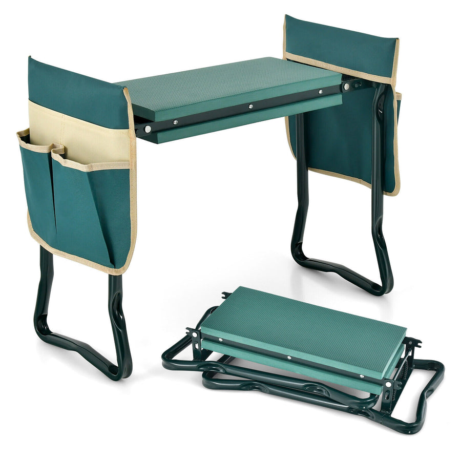 The KneelWell shown as a seat and folded flat as a kneeler